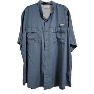 Ocean Coast Fishing Shirt Mens 3X Blue Short Sleeve Button Down Vented Quick Dry